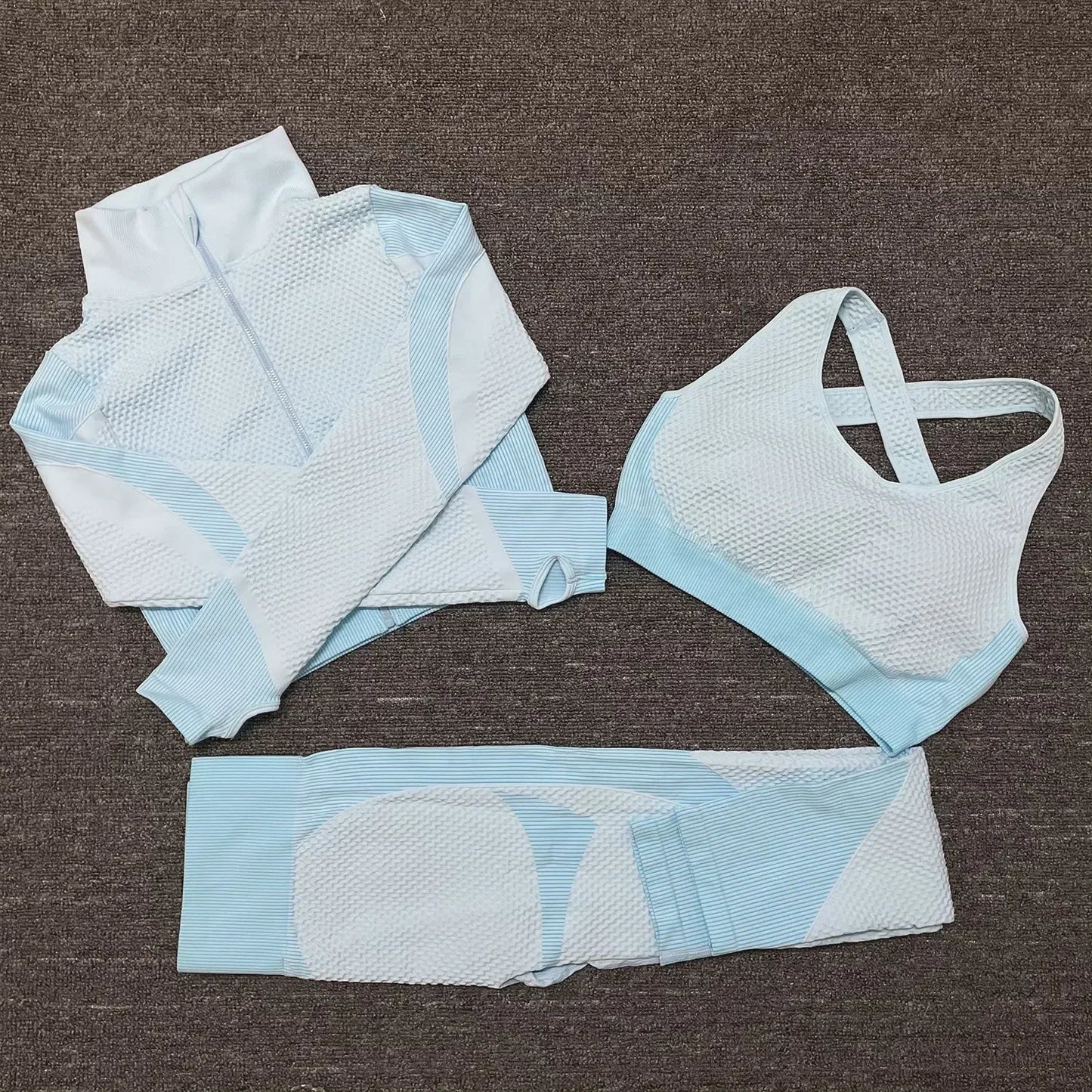 3-piece seamless yoga sets, fitness sportswear