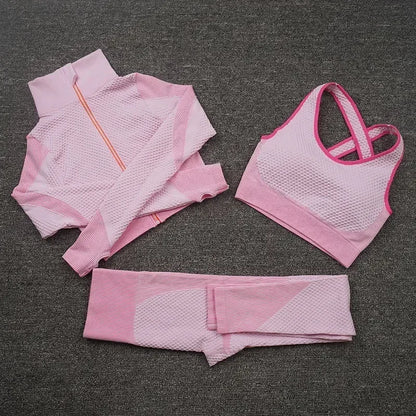 3-piece seamless yoga sets, fitness sportswear